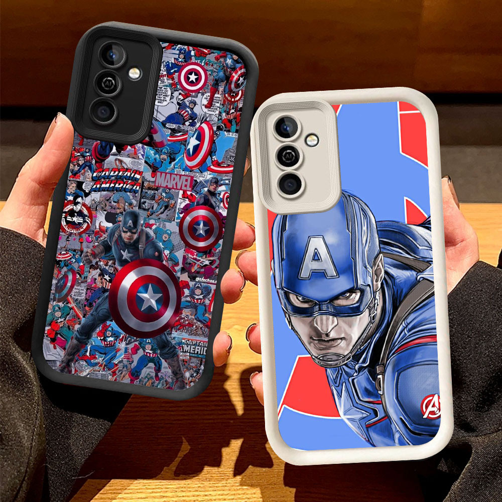 O-11 ปลอกกัปตันอเมริกาสําหรับ Samsung Galaxy S21 M15 S24 A55 5G FE สีดําและสีขาว