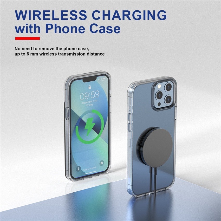 （ ท้องถิ่น ）65W Magnetic wireless Charger Fast wireless charging Ultra Thin ป้องกันความปลอดภัยสําหรับ Android สําหรับ iPhone 14 13 11 12 Pro MAX Mini USB C 8 Plus XR X XS MAX Airpods ราคา ถูกที่สุด ดีลบีเคเค แกลเลอรีภาพที่ 4