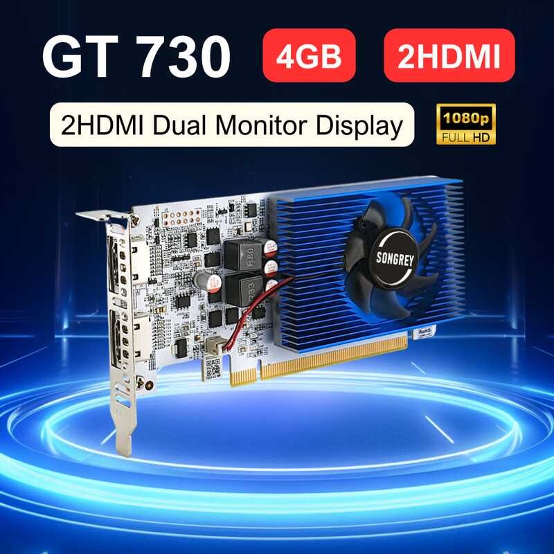 GT730 b SONGREY การ์ดจอ 4GB DDR3 2HDMI 2 จอ PCI-E2.0 16X, GPU คอมพิวเตอร์, GP