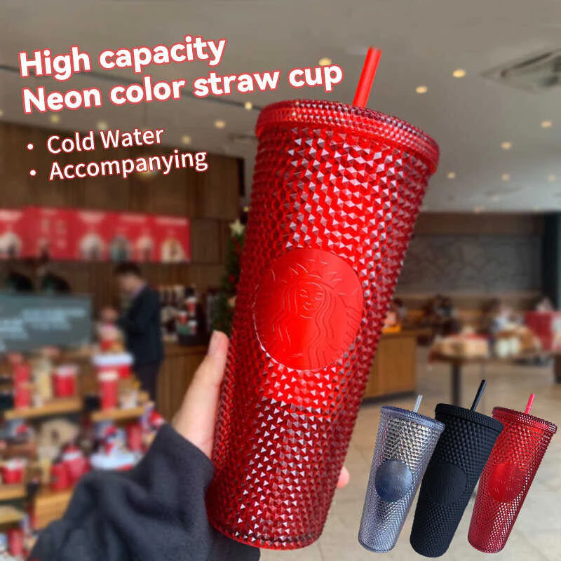 Starbucks Fashion Glitter Cup Reusable Cold Mug With Lid Straw thumbnail 4