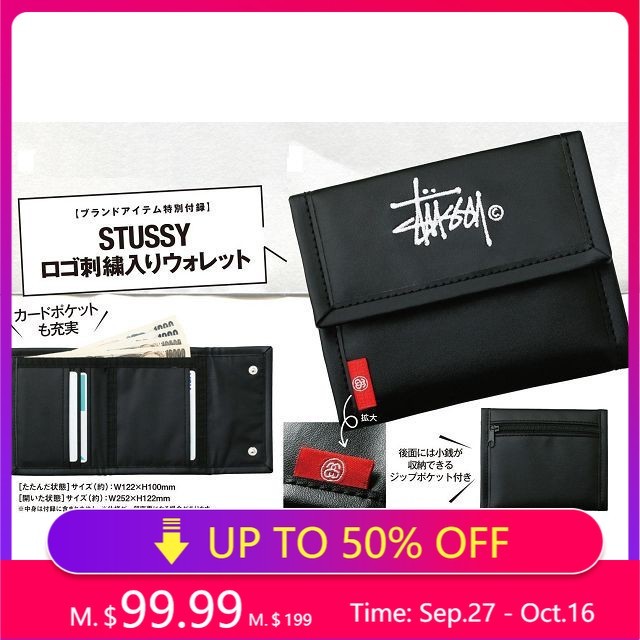 ในสต็อก STUSSY Short Wallet Mens Wallet Ori