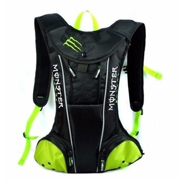 ในสต็อก 2L Monster Energy Bike ขี่ขี่จักรยาน Water Hydration Bag กระเป๋าเป้สะพายหลังกระเป๋าเดินป่า