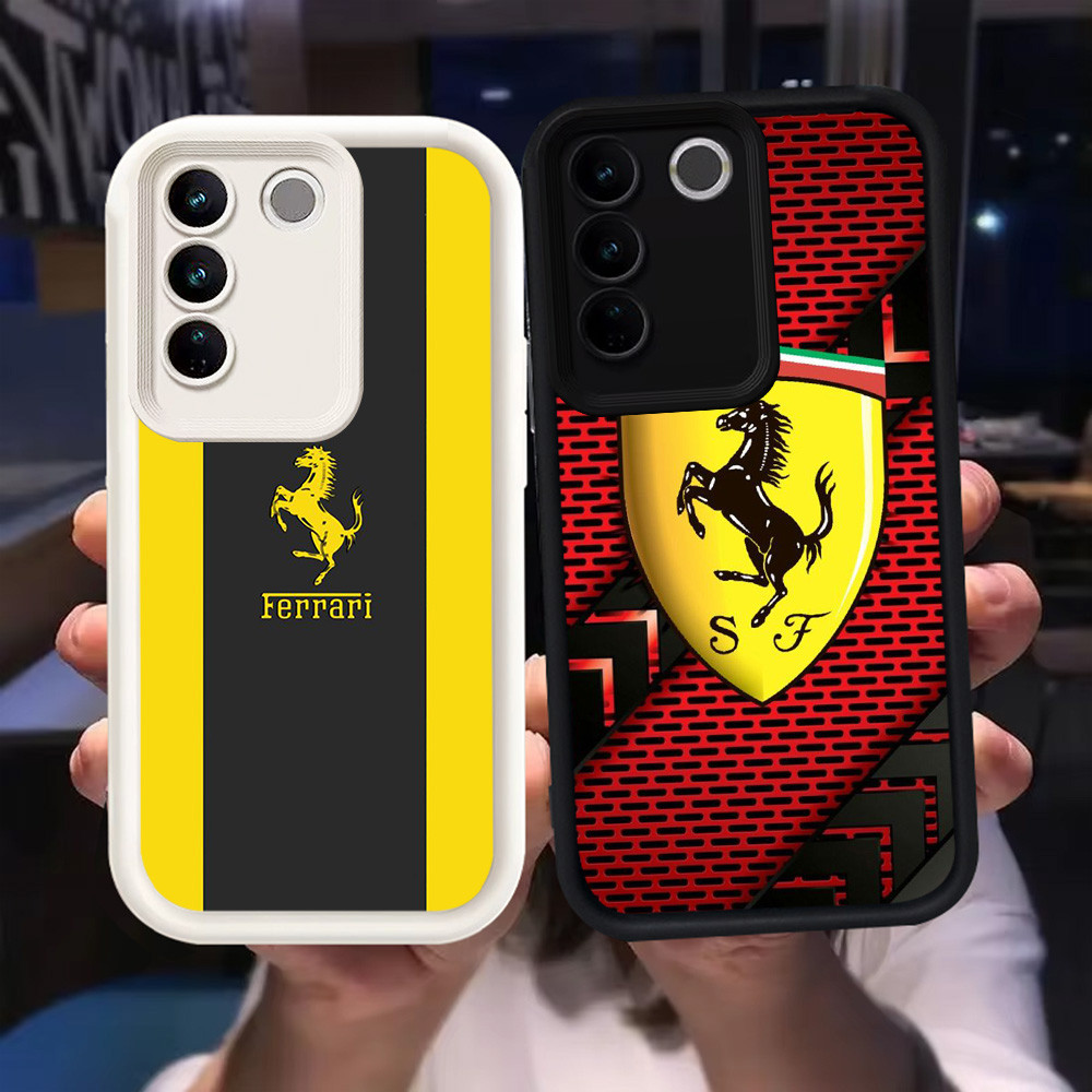 Z-51 Ferrari รถสปอร์ตปลอกสีขาวสีดําสําหรับVIVO Y81s V29E V29 Y81 Y100 Proกรณี