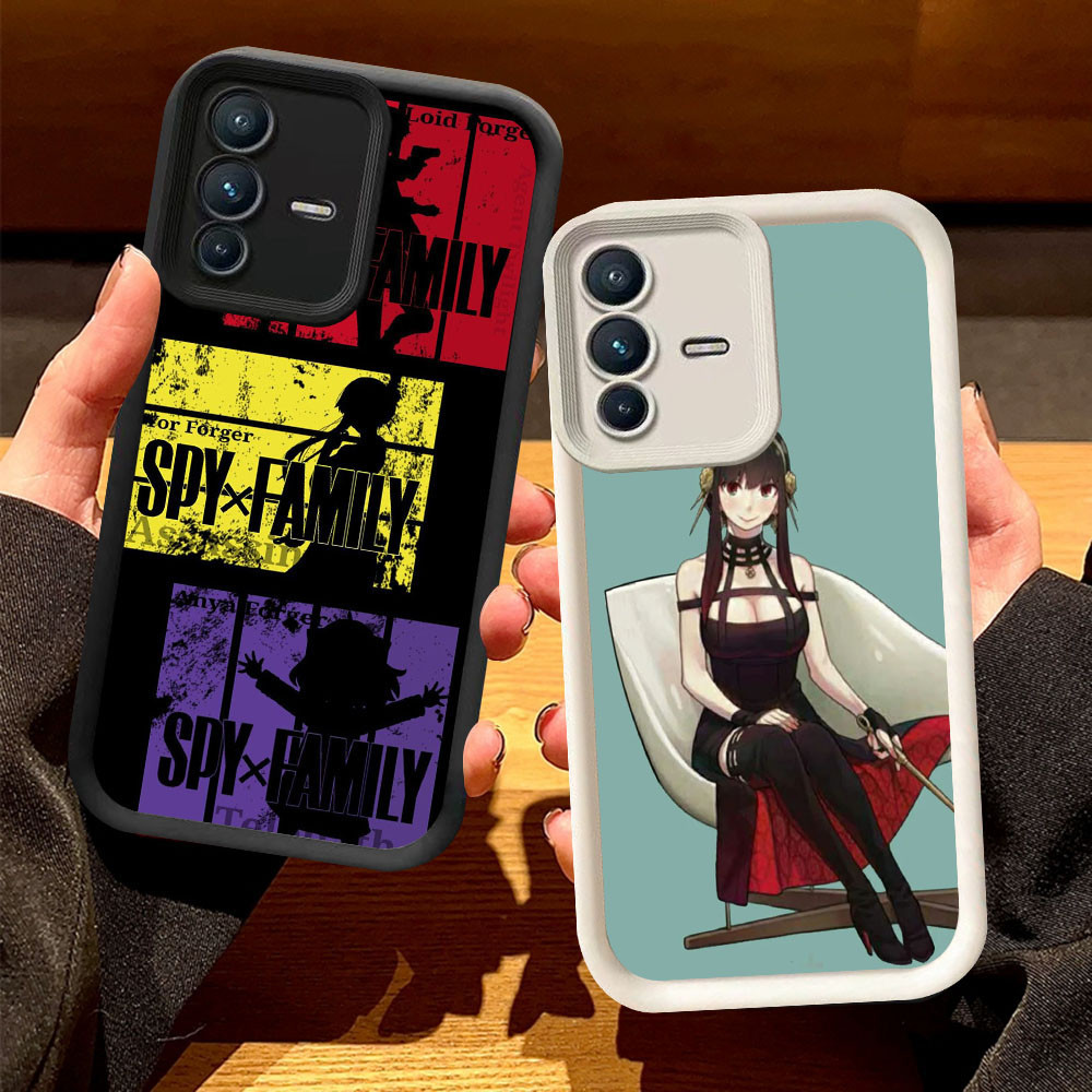 O-9 SPYFAMILY Casing สําหรับ VIVO V23E Y75 V23 Y200 5G สีดําและสีขาว