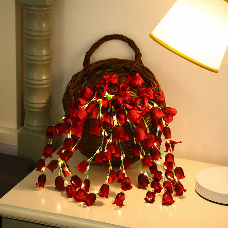 Lamp 🍀 LED Lily Of The Valley Lamp String Room Artificial Wer Chandelier Nightlight Valentine'