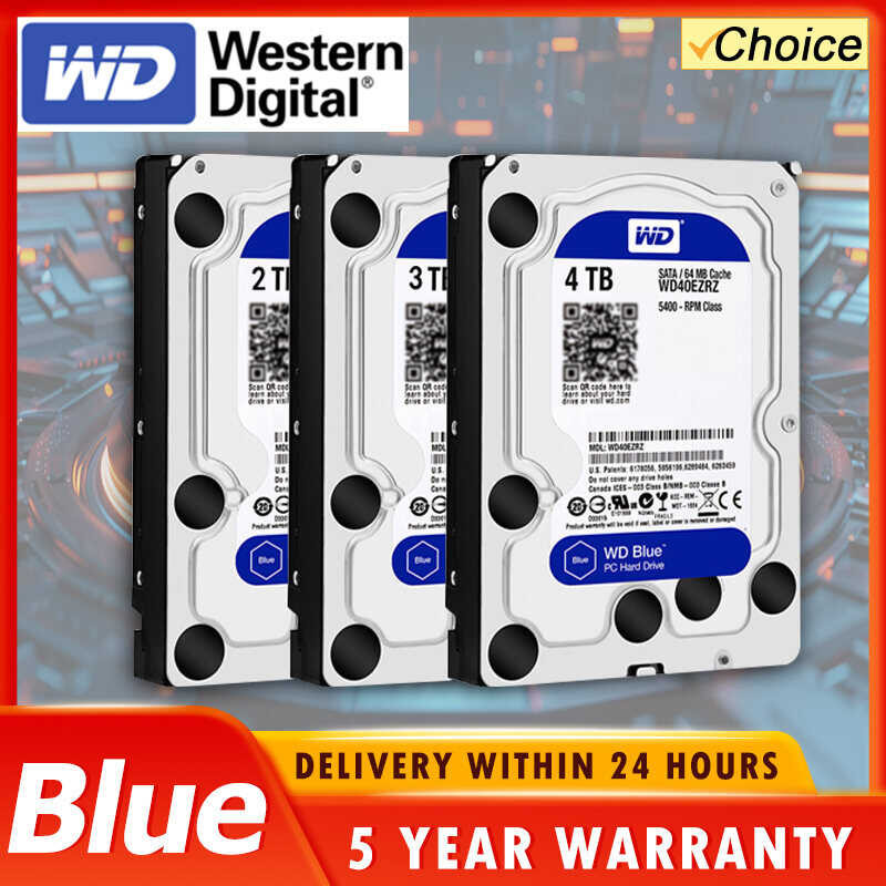 ▣ Western Digital WD BLUE 4Tb 6T 3T2t 3.5 "ฮาร์ดดิสก์ไดรฟ์ SATA III 5400 RPM 50