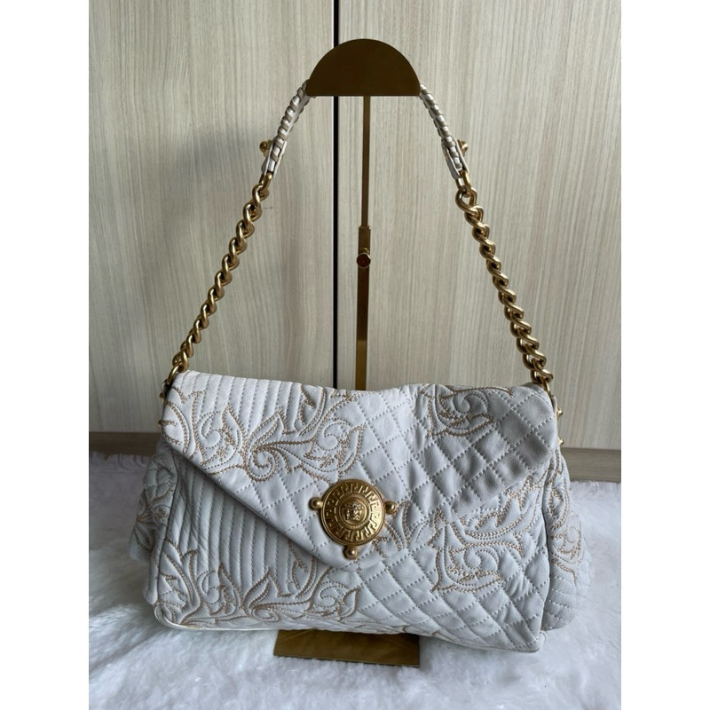 Versace White Quilted Leather Shoulder Bag