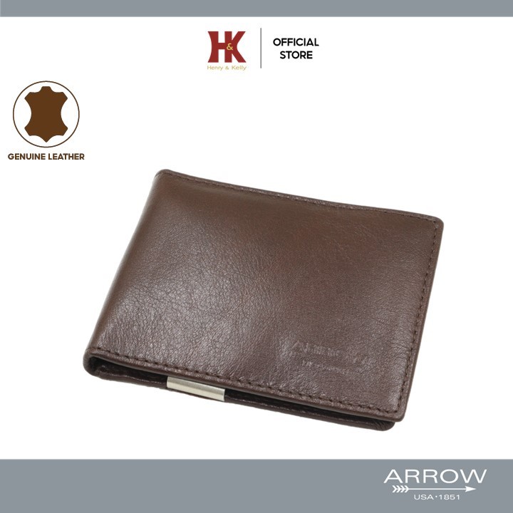 ในสต็อก Arrow RFID หนังแท้ Casual Money Cash Clip กระเป๋าสตางค์ผู้ชาย Dompet Lelaki