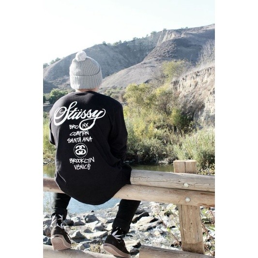♞,♘,♙Stussy back logo เสื้อยืดแขนยาว โลโก้หลัง Stussy XSA