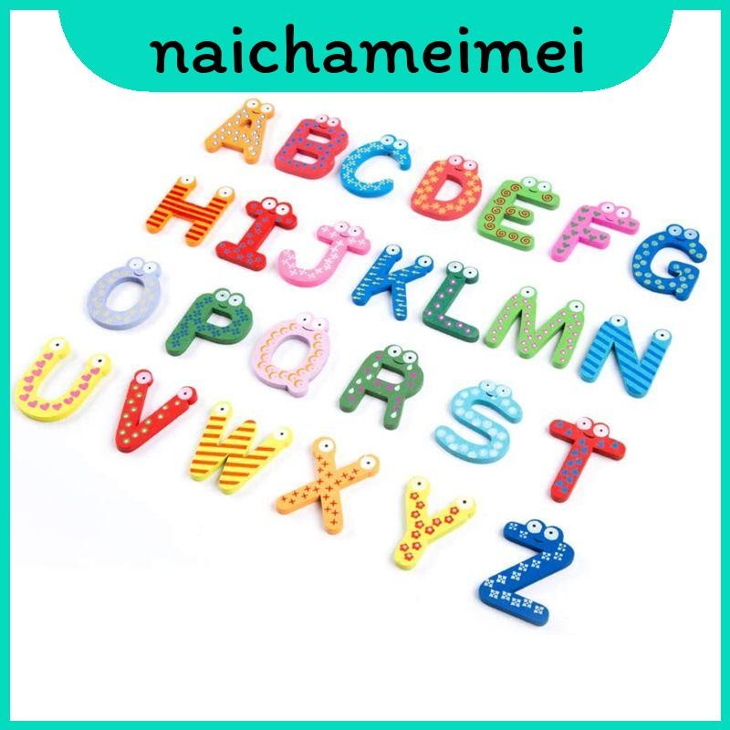 มัลติฟังก์ชั่น 26 ตัวอักษรภาษาอังกฤษตู้เย็นแม่เหล็กเพื่อการศึกษาเด็กสนุก