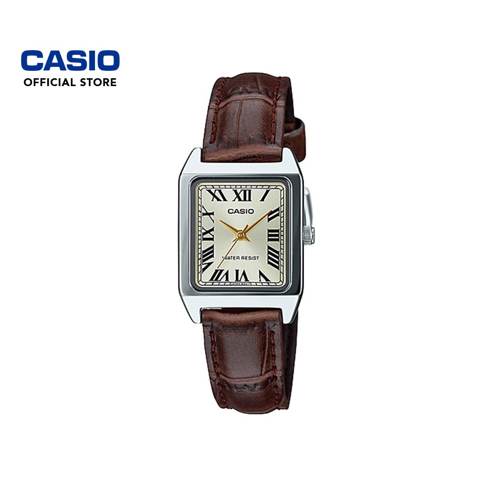 ในสต็อก Casio ทั่วไป LTP-V007L-9B นาฬิกาผู้หญิงสายหนังสีน้ําตาล