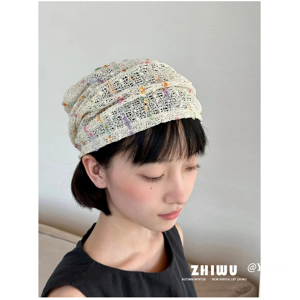 @ Yojooo แก้วสี Candy ถักกองหมวกผู้หญิงฤดูใบไม้ผลิฤดูร้อนหวานบางสไตล์ Hollow Baotou หมวก