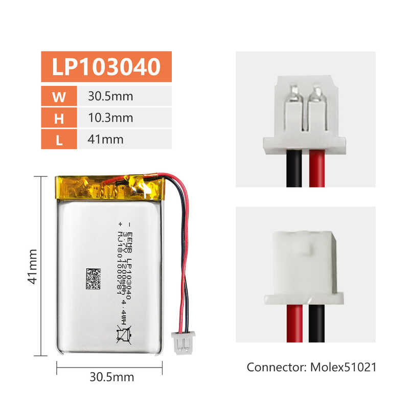 Δ EEMB 1 ~ 10Pcs 103040 3.7V แบตเตอรี่ 1200Mah แบตเตอรี่ลิเธียมโพล