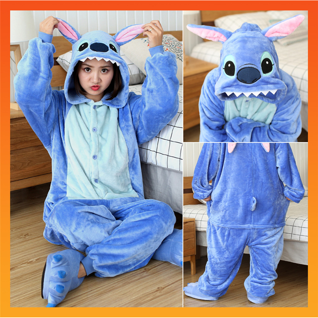 ใหม่คริสต์มาสน่ารัก Stitch ไดโนเสาร์ Pikachu Tiger การ์ตูนชุดนอนชุด Onesies ชุดนอนเครื่องแต่งกายสําหรับผู้หญิงผู้ชายเด็ก