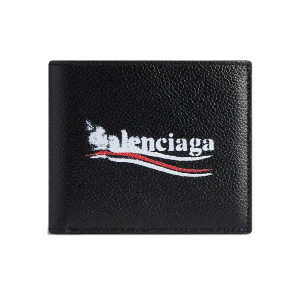 บาเลนเซียก้า Balenciaga Cash Square Men's Wallet Card Holder กระเป๋าสตางค์พิมพ์ลายตัวอักษร