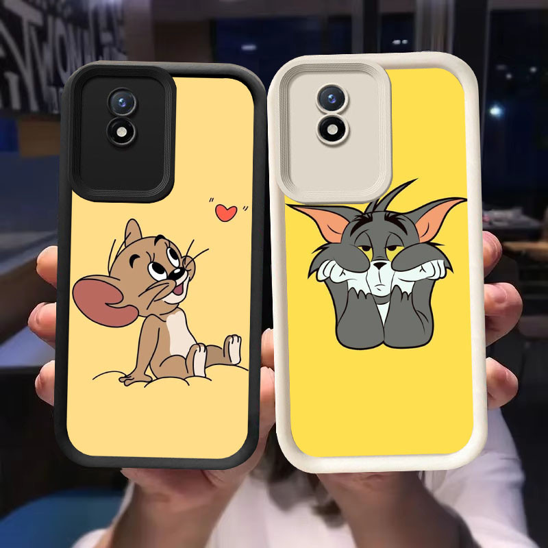 O-43 เคสสีเมาส์สําหรับ VIVO Y02t Y02 V30 Y02a V30E Pro 5G สีดําและสีขาว