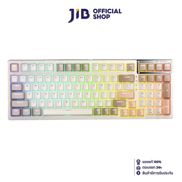 WIRELESS KEYBOARD (คีย์บอร์ดไร้สาย) AULA F98 GASKET MECHANICAL (WHITE SWITCH) (BROWN/PINK/ORANGE)