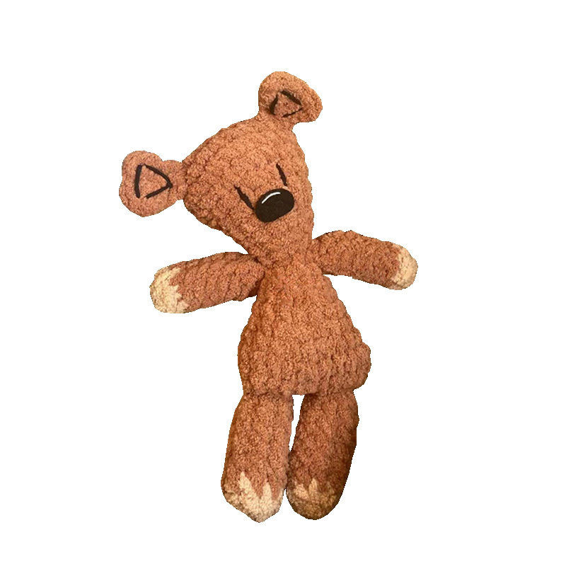Mr. Bean's Bear การถักนิตติ้งวัสดุ DIY แพคเกจขนสัตว์หนาถักแฮนด์เมดตุ๊กตาหมีเท็ดดี้สำหรับแฟน