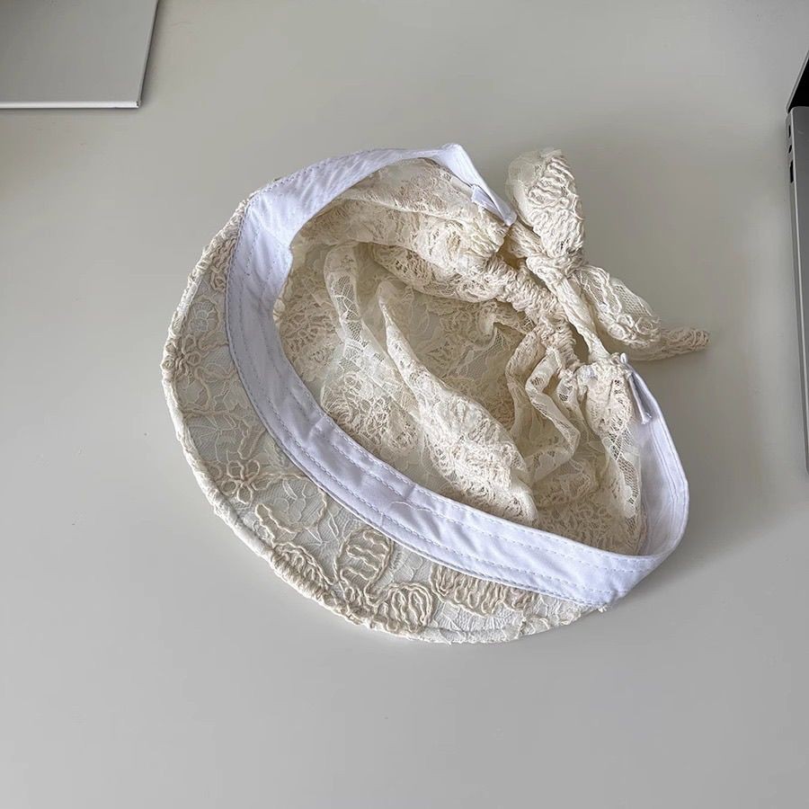 Shanmieleng ลูกไม้ Bow Laced-Up Newsboy หมวกหญิง Hollow บาง Baotou หมวกหมวก Beret หมวก - รูปที่ 6