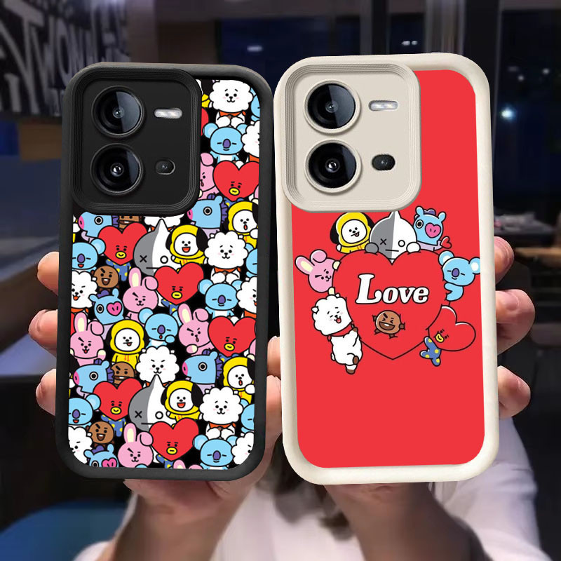 O-42 BT21 เคสสําหรับ VIVO Y28s Y17S Y28 V25E V25 2024 สีดําและสีขาว