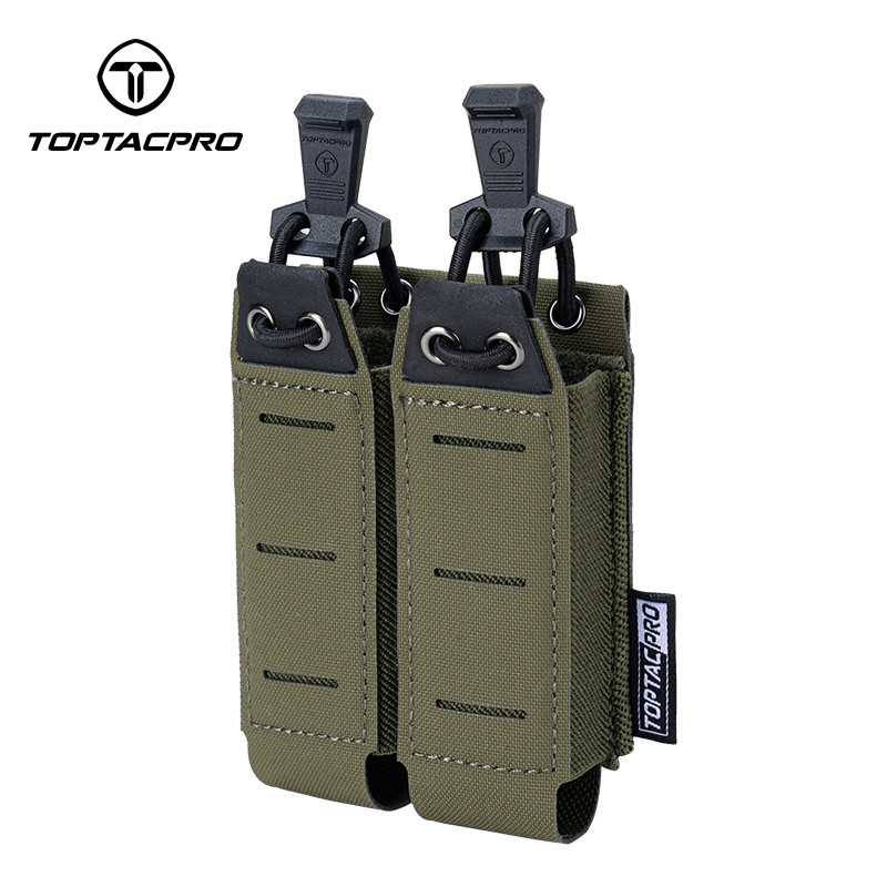 Toptacpro Tactic Double Mag กระเป๋าสําหรับ 9 มม.MOLLE เปิดด้านบน Quick Draw ผู้ถือนิตยสารน้ําหนักเบา 8526