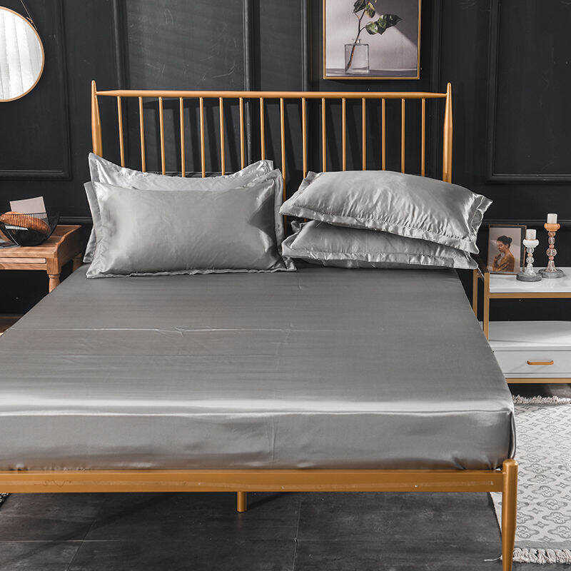 Color Solid Silk Protector Fitted Sheet Style Cover Mattress Thick Soft Pad For Bed 6 Feet Cool T