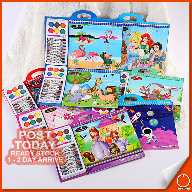 COLORFUL CREATIVITY Children Gouache Crayon Drawing Coloring Painting Book Set Buku Mewarna Children