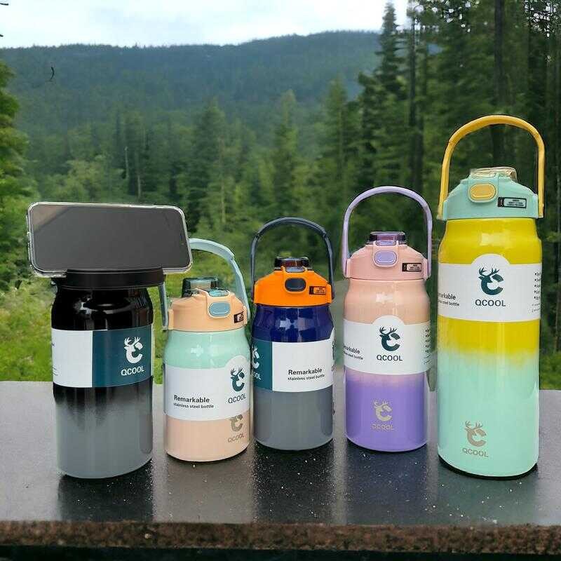 QCOOL กระติกน้ำเก็บความร้อน/ความเย็นแบบหี้ว สีไล่ระดับ พกพาได้ง่าย สเตนเลส316 1.0L 1.2L 1.5L 1.8L