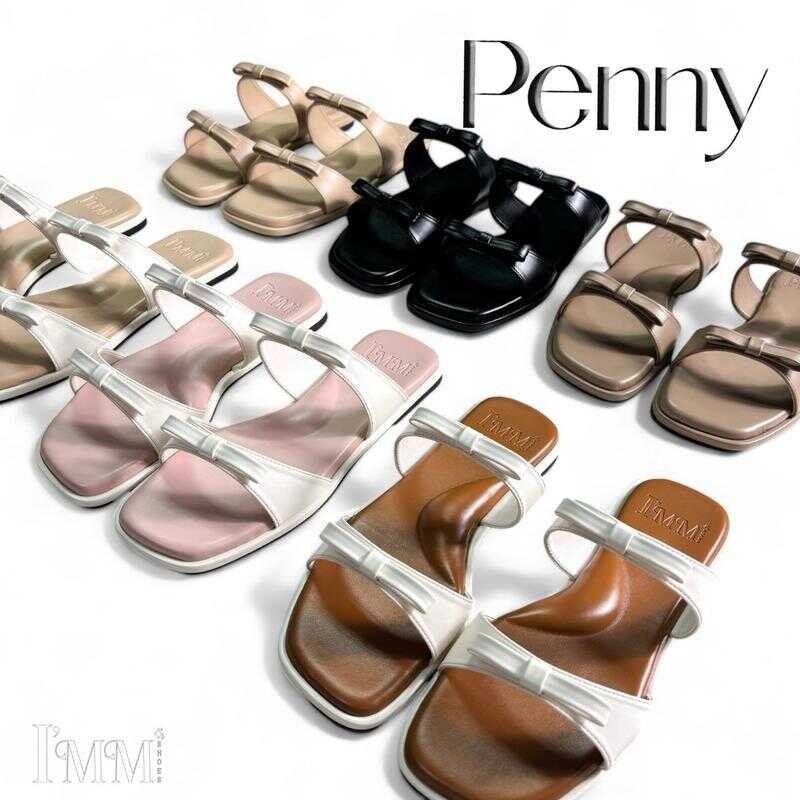 I’mm Shoes รุ่น Penny 019 รองเท้าแตะแฟชั่น ดีไซน์คาดหน้าโบว์มินิมอล