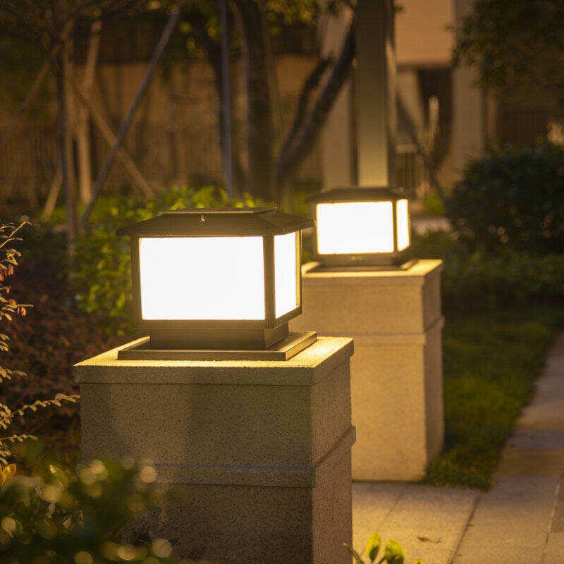 Vi 🍀 LED ไฟเสาโซลาเซล โคมไฟเสารั้ว ไฟอัตโนมัติ Solar Outdoo