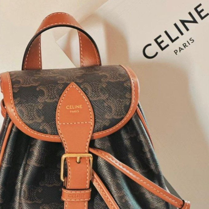 ♞,♘,♙แท้100% CELINE กระเป๋าเป้สะพายหลังสีน้ำตาล 197662CAS-04LU yutj