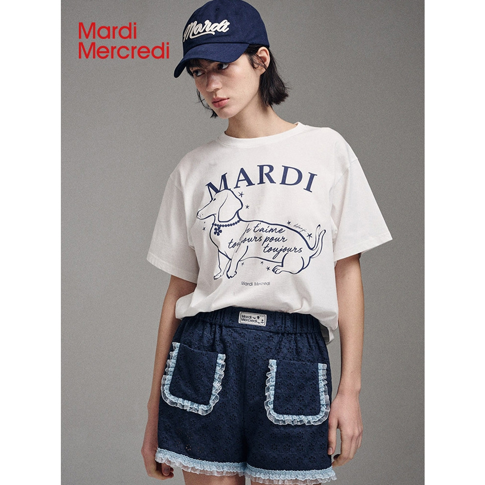 ♞,♘【Official Store】 พร้อมส่งMardi Mercredi TSHIRT SWING THE TAIL DDANJI PEARL CHOKER ลูกสุนัข  ของแ