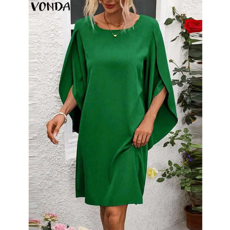 ▥ Vonda ชุดเดรสลำลองขาสั้นแขนยาวชุดมินิเดรสหรูหราสำห