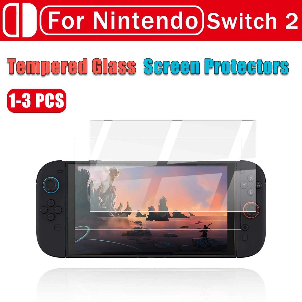 1/2/3PCS ป้องกันหน้าจอกระจกนิรภัยสําหรับ Nintendo Switch 2 กระจกนิรภัยป้องกันสําหรับ Nintendo Switch