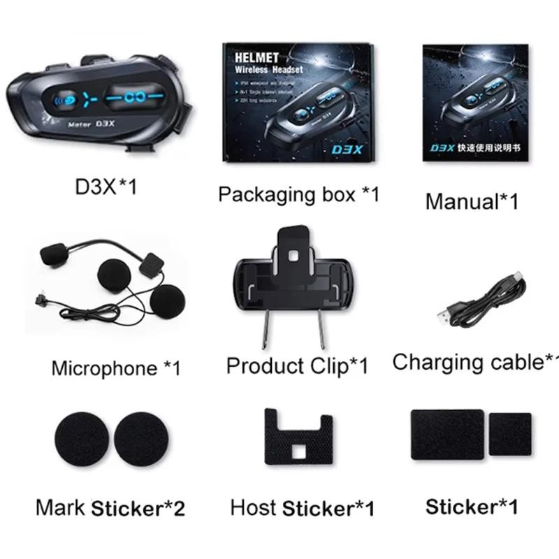 [จัดส่งรวดเร็ว] หูฟังหมวกกันน็อก 600M Half Duplex Motorcycle Helmet Intercom Headset with Music Sharing V5.4 Waterproof Interphone Intelligent Voice Assistant Headphone - รูปที่ 4