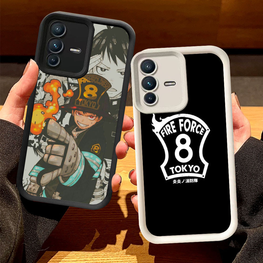O-62 Fire Force Tokyo Case สําหรับ VIVO V23E Y75 V23 Y200 5G สีดําและสีขาว