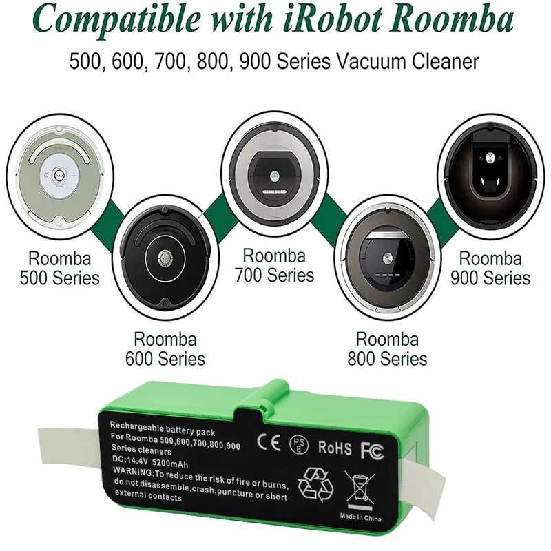 Δ แบตเตอรี่ 14.4V 7.0Ah แบตเตอรี่แบบชาร์จไฟได้ Irobot Roomba 500