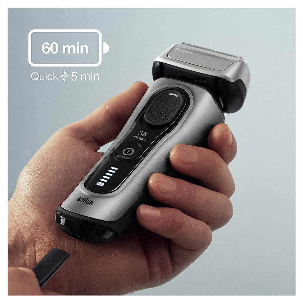 Braun® Series 8 Electric Razor for Men Model:8457cc, Silver เครื่องโกนหนวดไฟฟ้า ไร้สาย ชาร์จได้ กัน