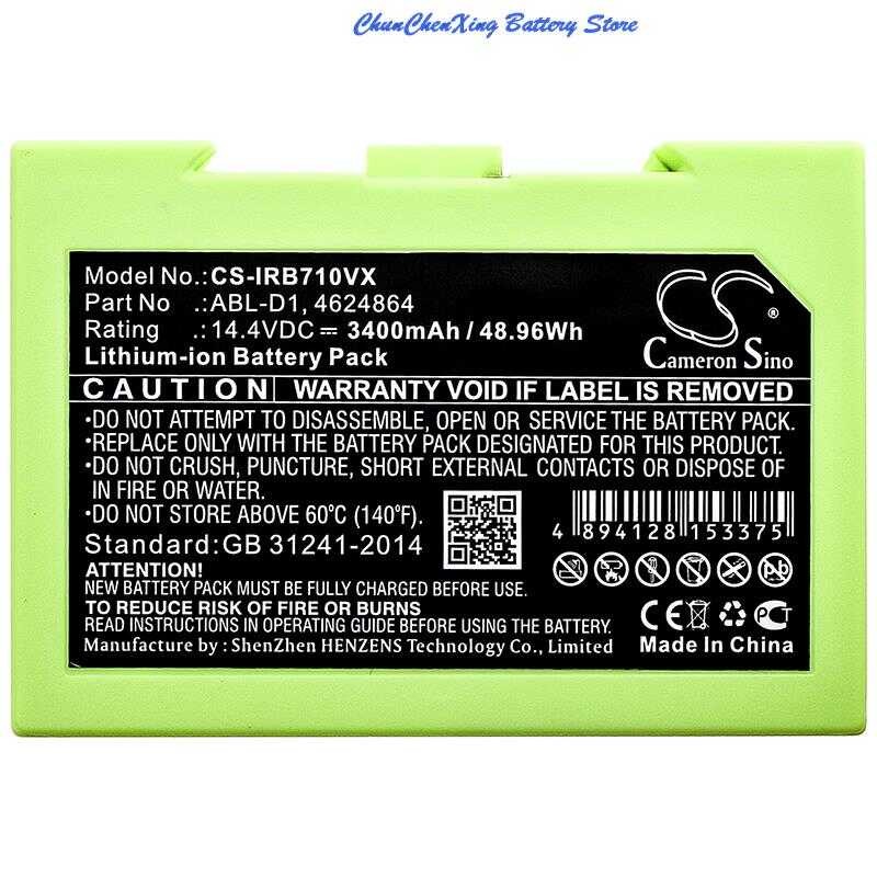 Δ แบตเตอรี่ Cameron Sino 2600Mah 3400Mah 5200Mah / 6800Mah สำหรับ Roomba I7, I7+