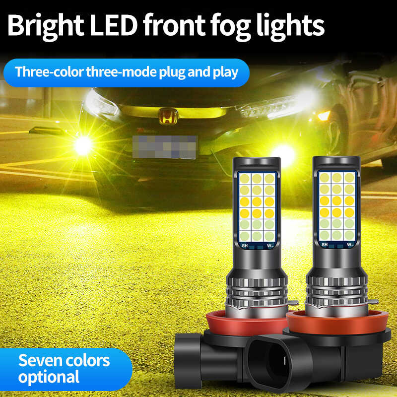 ி H4 H7 H11 ไฟตัดหมอก LED หลอดไฟ 3 สี H1 H3 9005 Hb3 9006 Hb4 880 H27 H8 H9 35W