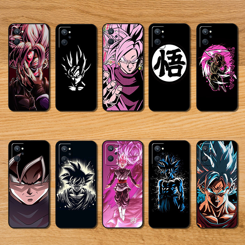 เคสโทรศัพท์สีTPUนุ่มสีดําสําหรับRealme 9 10 Pro Plus 9i RB9 Black Goku Anti fall design