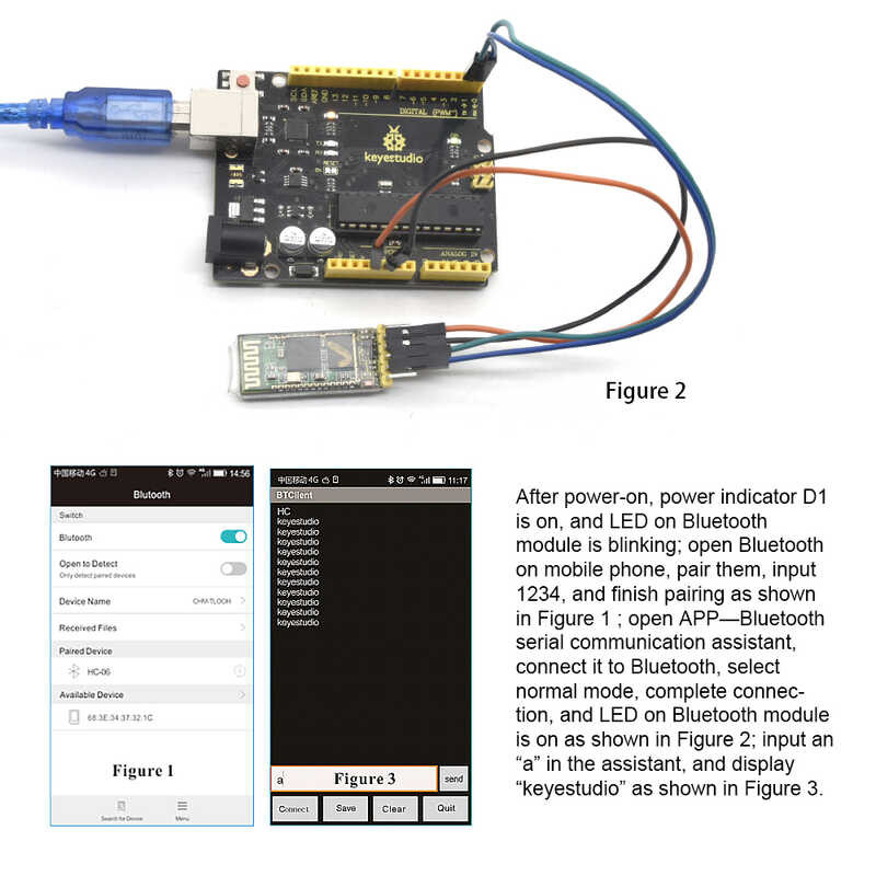 ❤ Keyestudio Hc-05 Hc-06 Bc417 ชิป Master-Slave RF ตัวรับส่งสัญญาณไร้สา