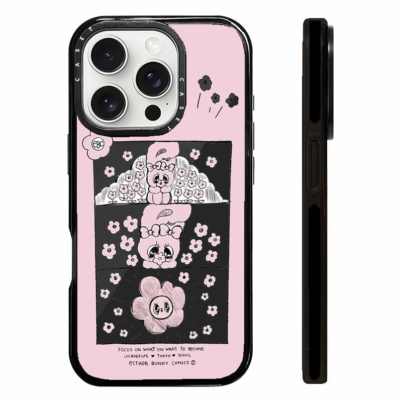 น่ารักEsther Bunny FloralsฉลากสําหรับIPhone 11 13 14 15 16 Pro Max 12 Mini Cover X XR XS MaxซิลิโคนกันชนใสSE 2022 6 7 8 Plusปลอกกันกระแทก ราคา ถูกที่สุด ดีลบีเคเค แกลเลอรีภาพที่ 3