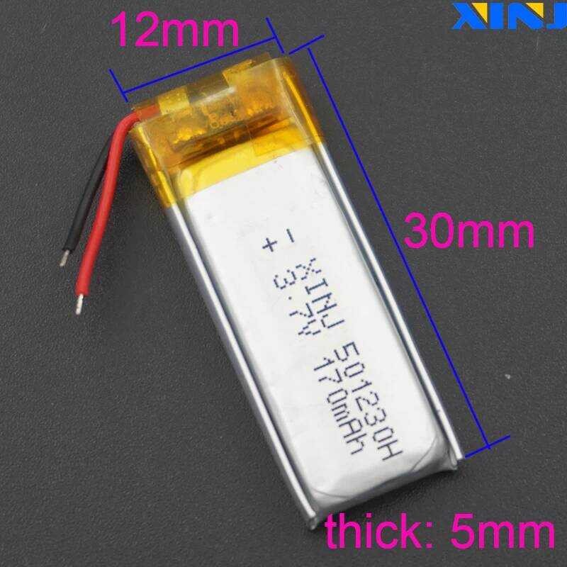 ▥ XINJ 5Pcs 3.7V 170 Mah Li แบตเตอรี่ Lipo 501230สำหรับ GPS การบันทึกปากกา Mp3ลำโพงบลูทูธ LED L