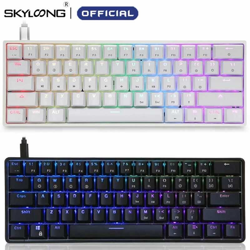 คีย์บอร์ด SKYLOONG 4 Tech 60% GK61 SK61 สวิตช์ออพติคอล Hot Swap RGB เกม