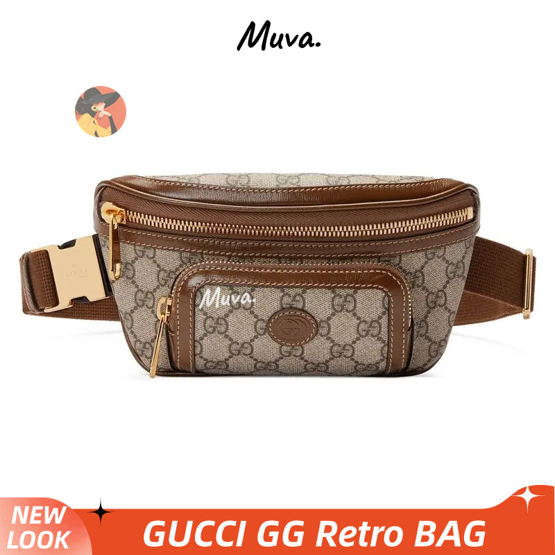 กุชชี่Gucci GG Retro Men/Belt Bags ผู้ชายและผู้หญิง/สไตล์เดียวกัน/กระเป๋าคาดเอว/กระเป๋าคาดอก/กระเป๋