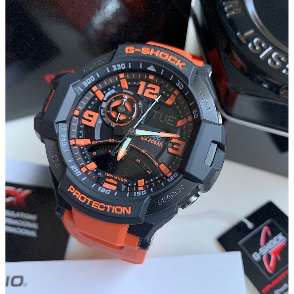 ในสต็อก Original G-Shock G-Aviation GA1000-4A นาฬิกาสีส้ม GA1000