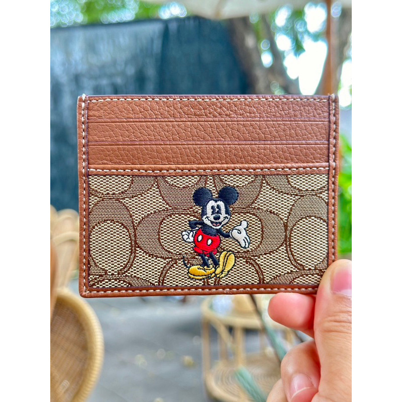 กระเป๋าใส่บัตร Coach แท้ Coach Disney X Coach Slim Id Card Case In Signature Jacquard With Mickey M