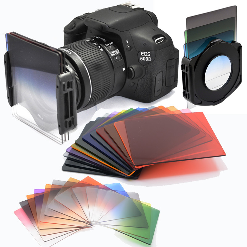 KnightX สําหรับ Cokin P 24 สีชุดสแควร์กรองสําหรับกล้อง Dslr ND4 ND8 ND16 Neutral Density 49 มม.-82 มม.