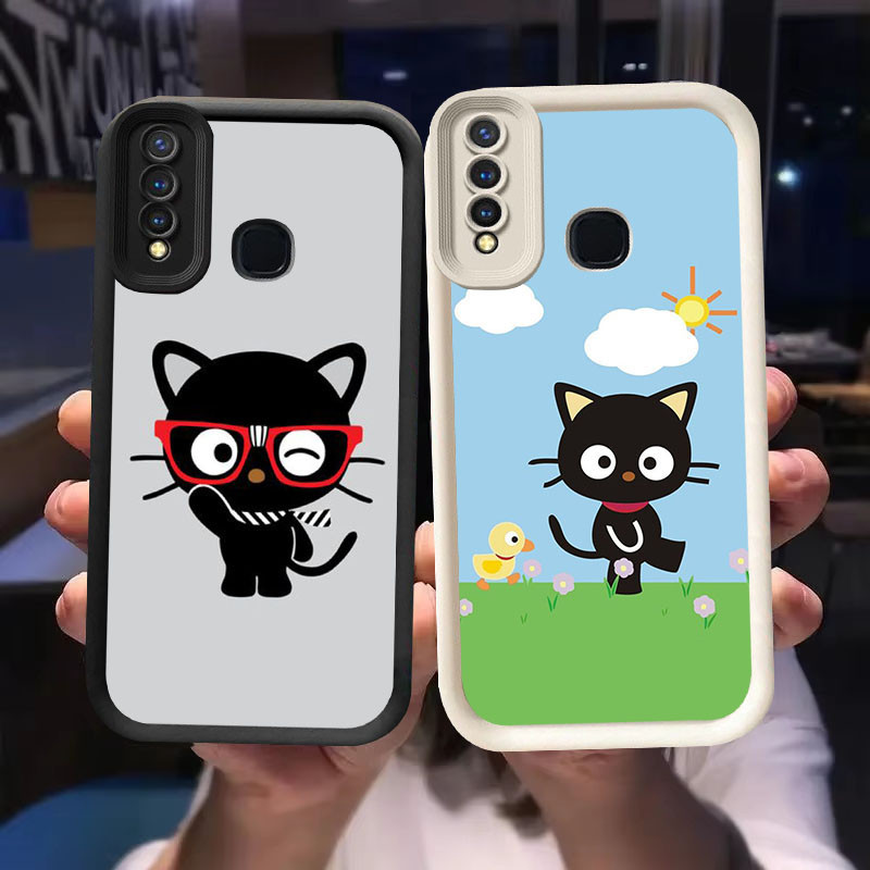 O-32 Chococat Casing สําหรับ VIVO Z1 V9 Y12 Y17 Y19 Y15 Y50 Y30 Pro สีดําและสีขาว